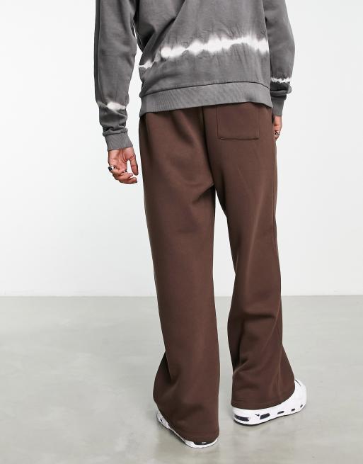 ASOS DESIGN straight leg joggers with pintucks in brown