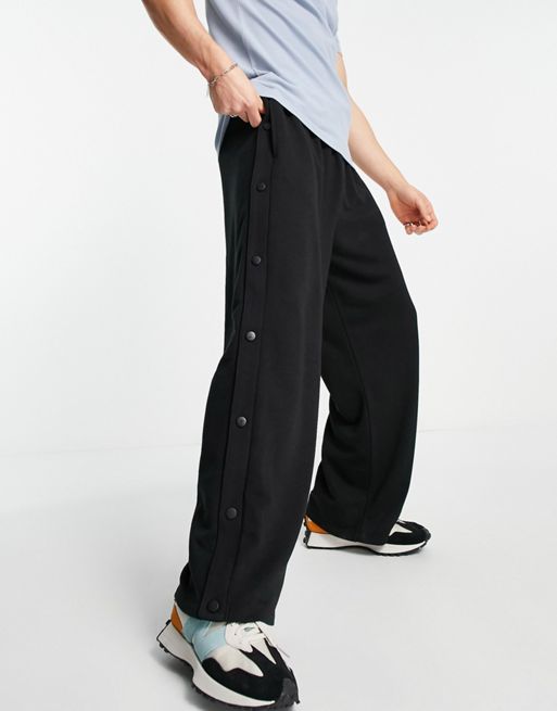 ASOS DESIGN Tall straight leg joggers with side poppers in black
