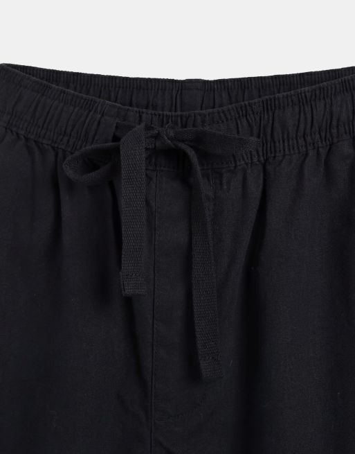 ASOS DESIGN straight leg linen blend pants in black, 8 of 9