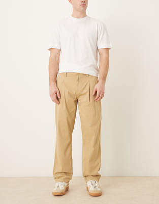 Asos Design Straight Leg Pants In Brown