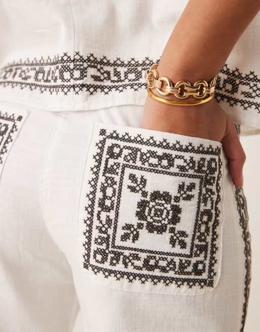 パンツ CHECK EMBROIDERY STRAIGHT PANTS カラードグレンチェック ストレートパンツ（202551316151