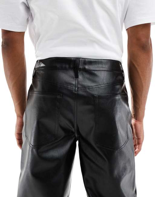 ASOS DESIGN straight leg pants in black faux leather