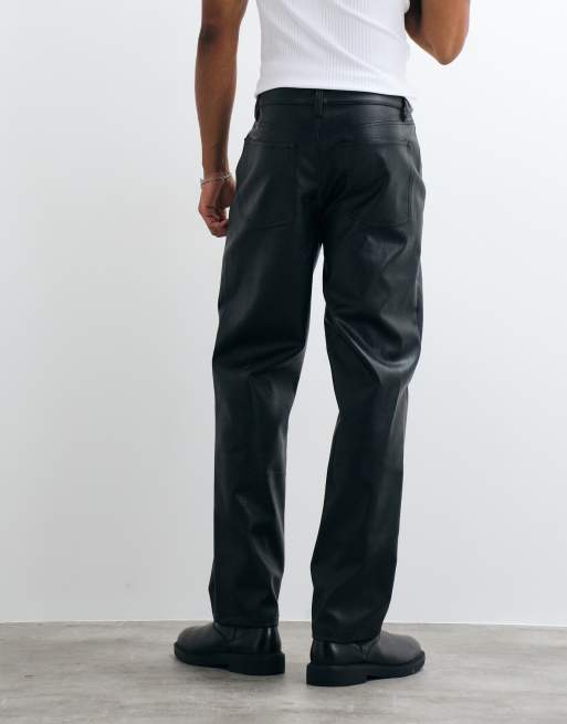ASOS DESIGN straight leg pants in black faux leather, 5 of 5