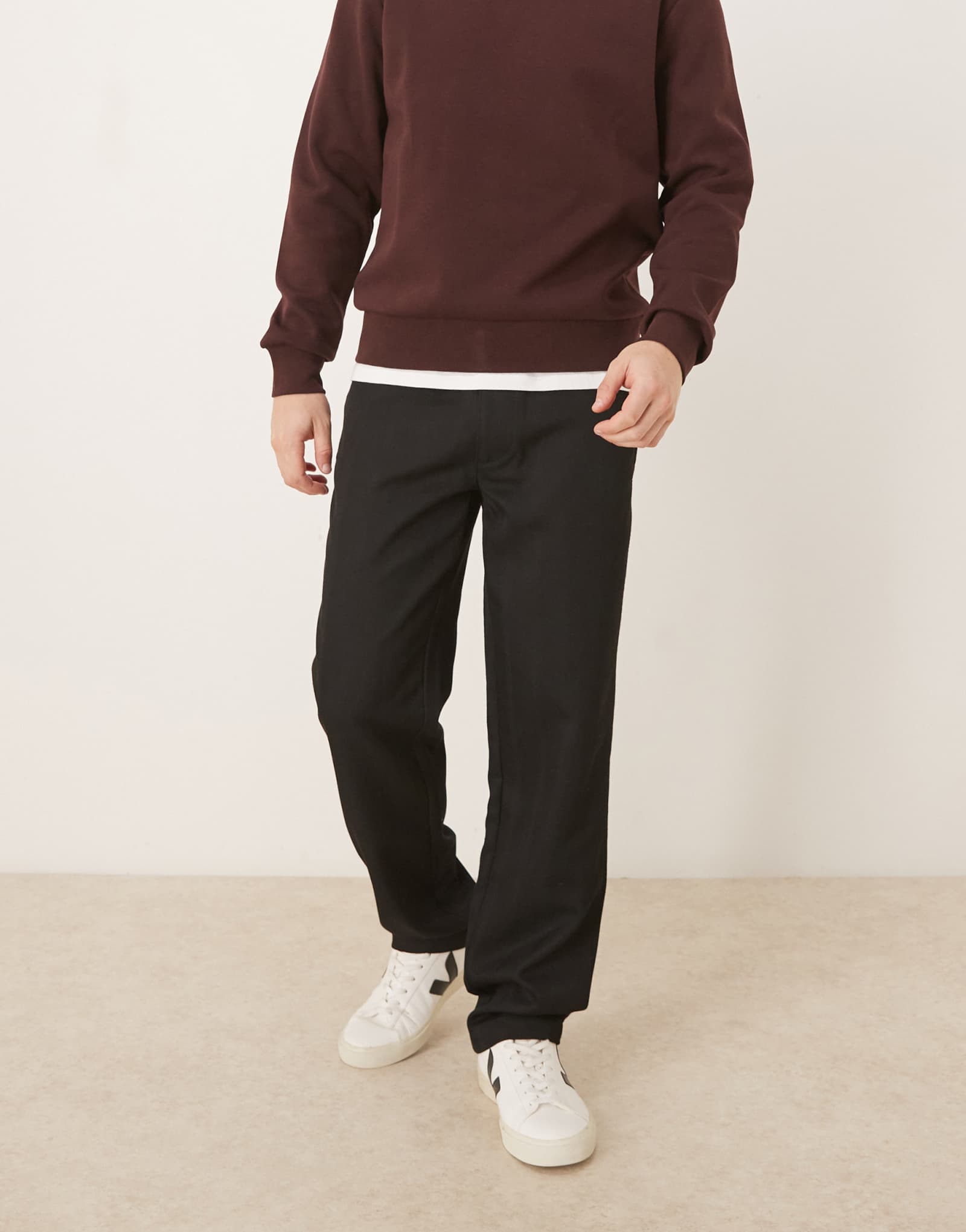 Дизайнерские брюки ASOS прямого кроя из черной шерсти