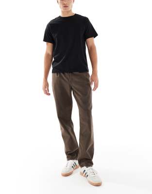 Asos Design Straight Leg Pants In Brown