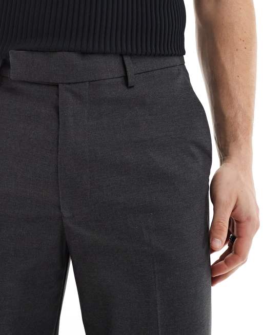 ASOS DESIGN straight leg pants in dark charcoal, 5 of 5