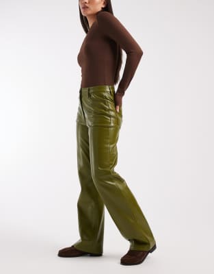 Asos Design Straight Leg Pants In Green