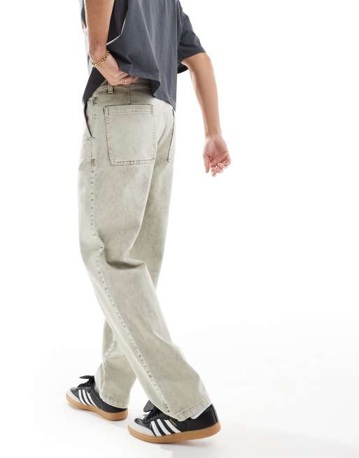 ASOS DESIGN straight leg pants in light gray wash, 2 of 5