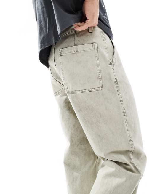 ASOS DESIGN straight leg pants in light gray wash, 5 of 5