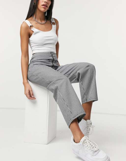 Ladies straight leg outlet check trousers