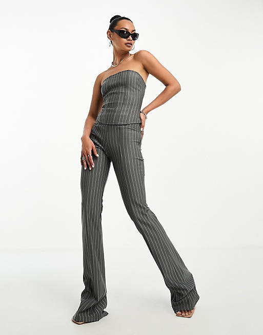 ASOS DESIGN corset top and straight leg pants set in pinstripe | ASOS