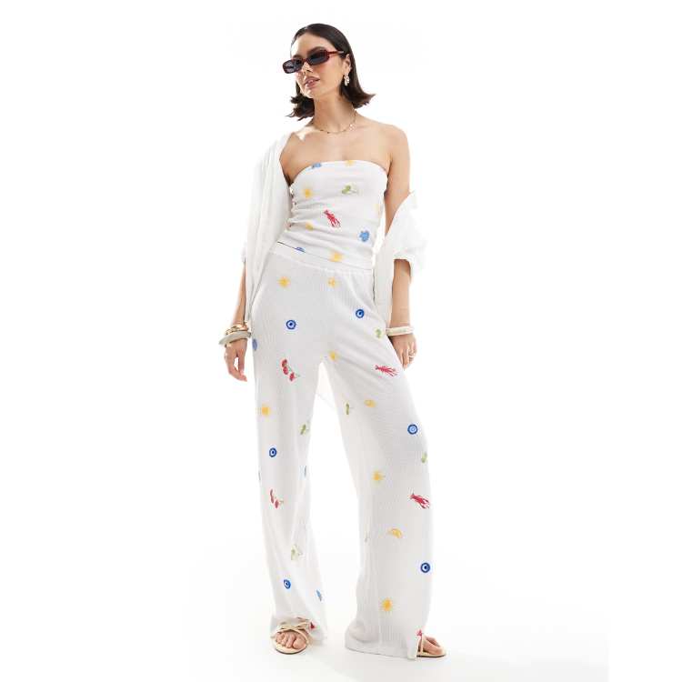 アメリ　CHECK EMBROIDERY STRAIGHT PANTS CHECK EMBROIDERY STRAIGHT PANTS