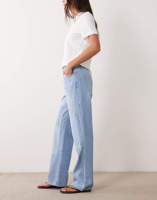 ASOS DESIGN straight leg patchwork jean in bleach, 3 of 5