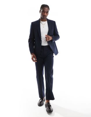 straight leg pinstripe suit pants in navy