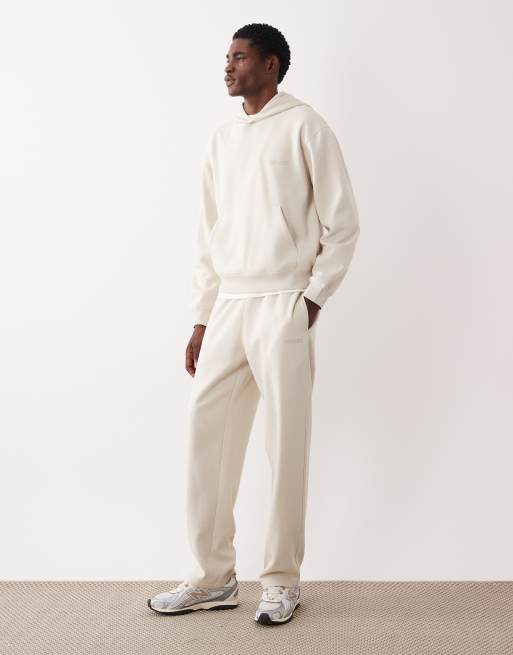 ASOS DESIGN straight leg printed trackies in beige (part of a set), 2 of 5