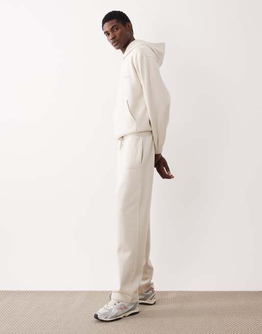 ASOS DESIGN straight leg printed trackies in beige (part of a set), 3 of 5
