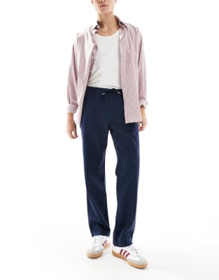 ASOS DESIGN straight leg pull on chino in navy