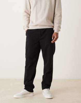 Asos Design Straight Leg Pull On Chinos In Black