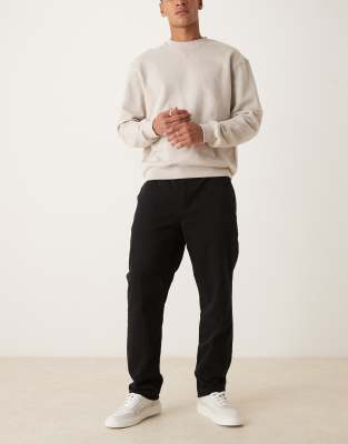 Asos Design Straight Leg Pull On Chinos In Black