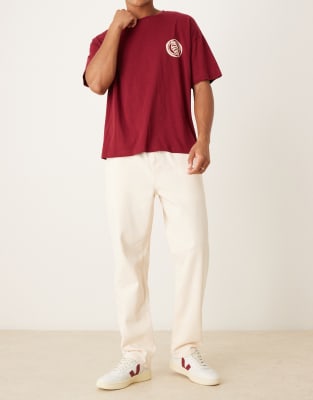 Asos Design Straight Leg Pull On Chinos In White