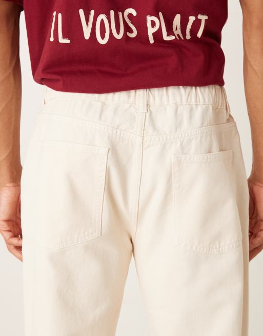 ASOS DESIGN straight leg pull on chinos in ecru, 4 of 5