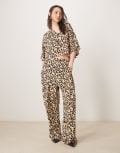 [ASOS DESIGN] ASOS DESIGN straight leg pull on pants in animal print (part of a set)-Multi XS Animal Print