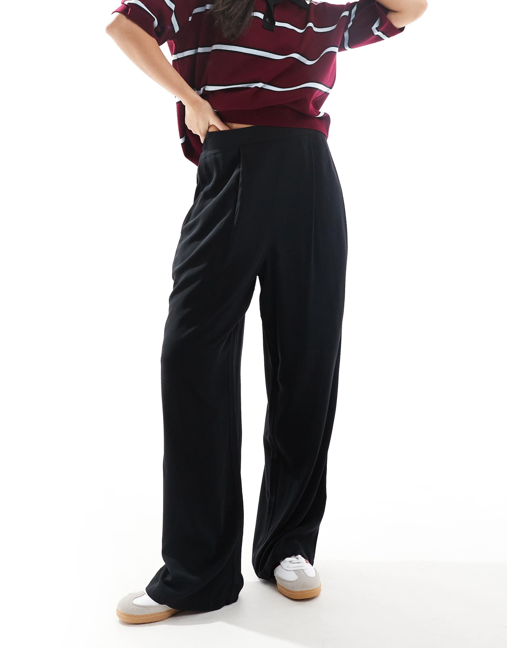 asos design straight leg pull on pants in black