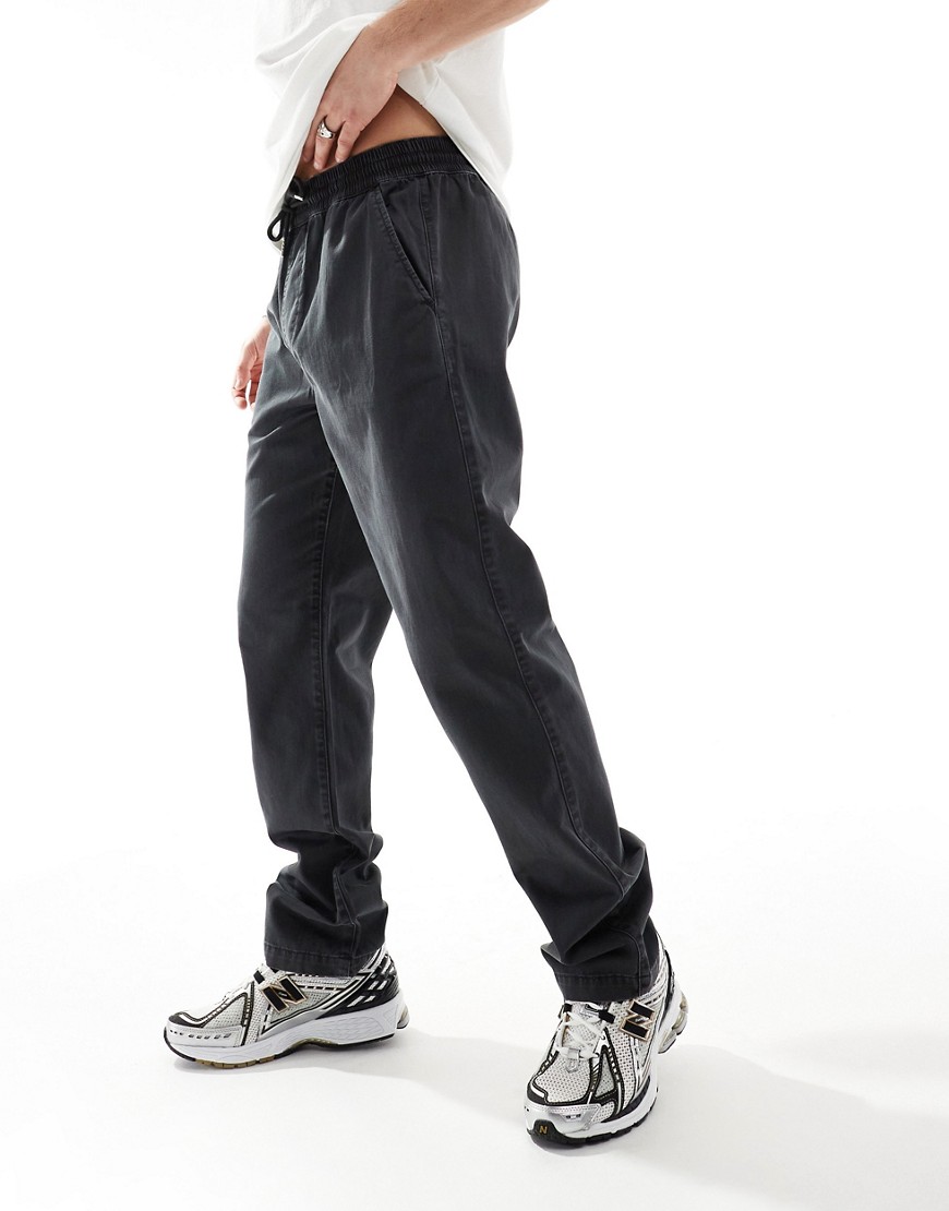 Asos Design Straight Leg Pull On Pants In Charcoal-gray