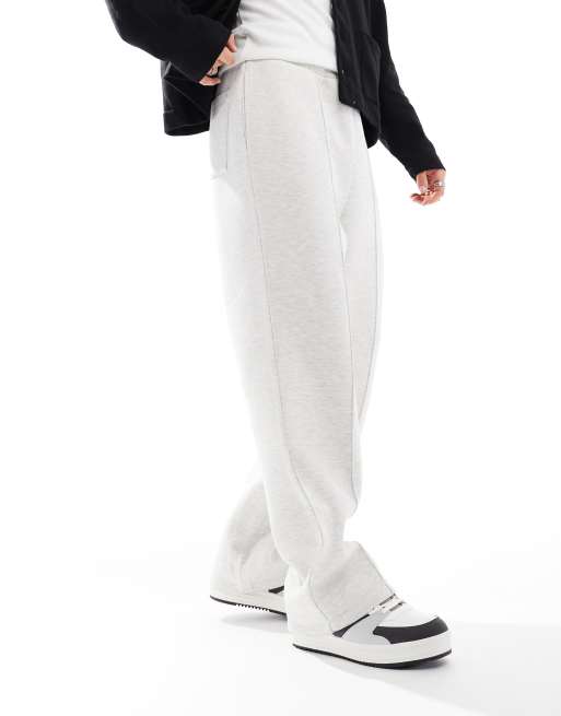 ASOS DESIGN straight leg scuba joggers in white marl