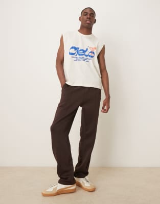 Asos Design Straight Leg Scuba Sweatpants In Brown