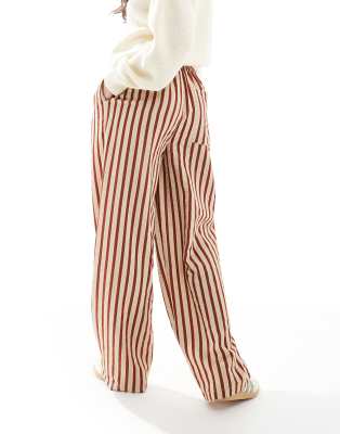 Asos Design Curve Straight Leg Seersucker Pants In Multi