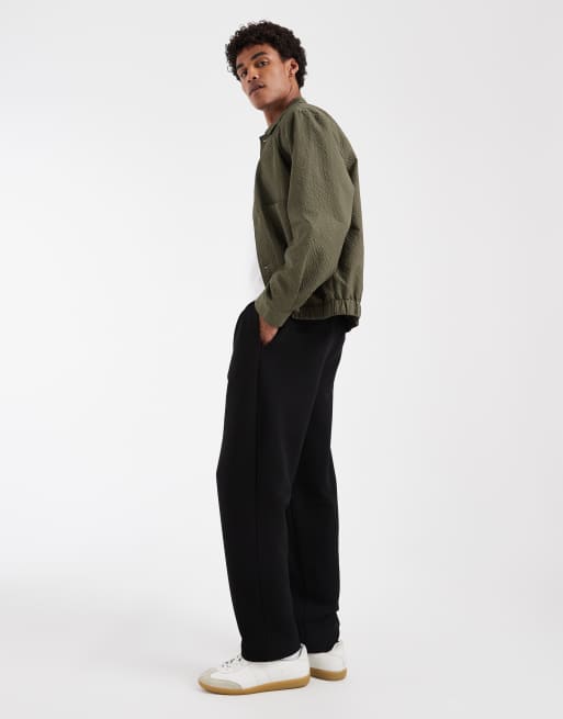 ASOS DESIGN straight leg smart textured trackies in black, 3 of 5