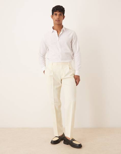ASOS DESIGN straight leg smart trousers in buttermilk yellow - view 1