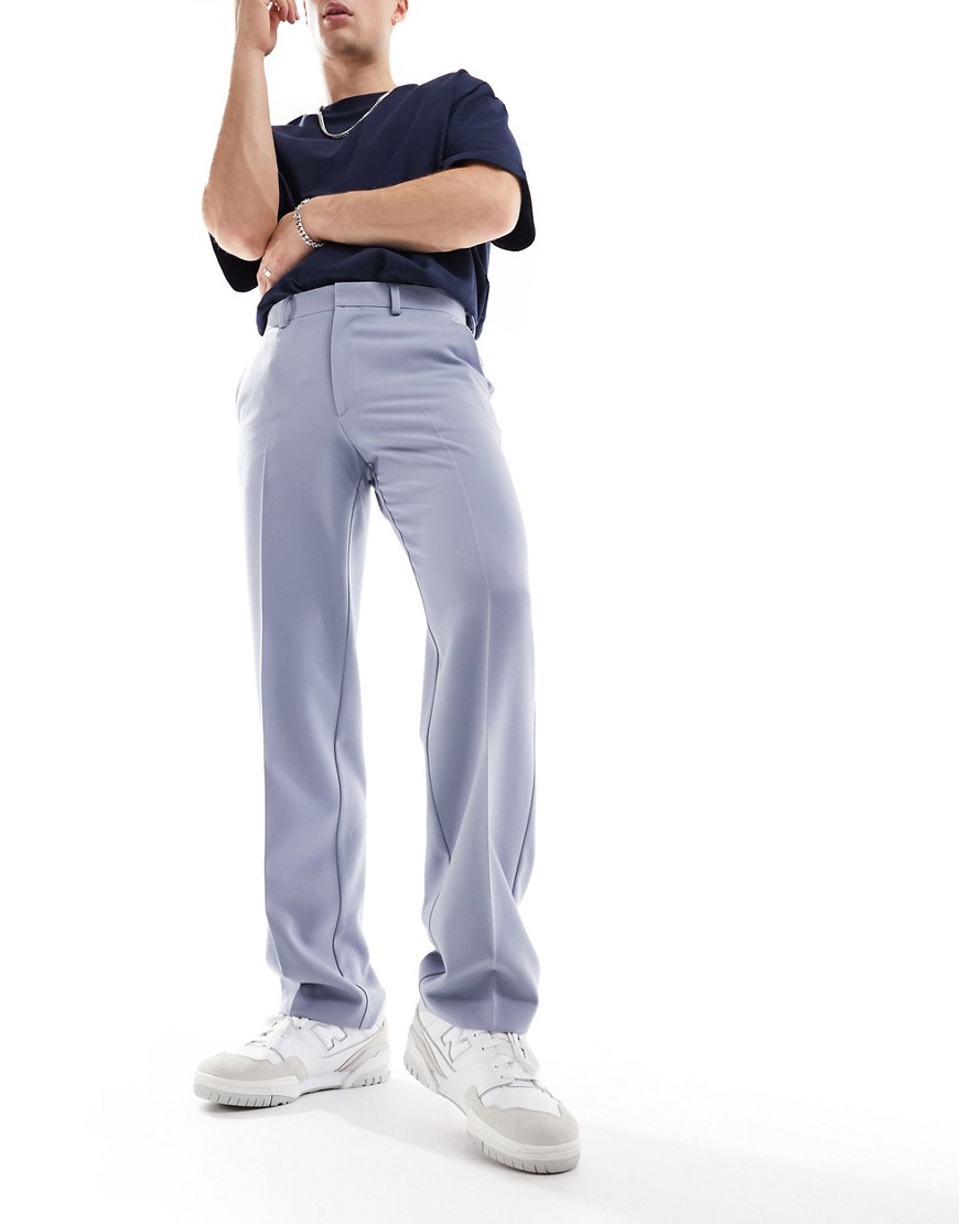 ASOS DESIGN straight leg smart trousers in dusty blue
