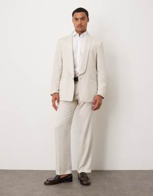 asos ASOS DESIGN straight leg suit in beige satin