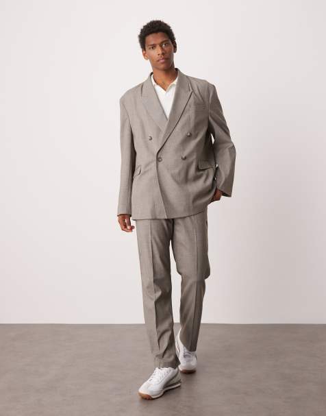 ASOS DESIGN straight leg suit in gray melange texture - view 1