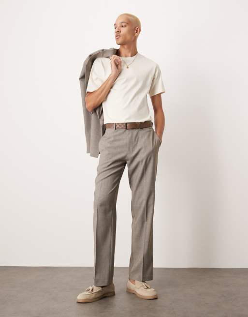 ASOS DESIGN straight leg suit in grey melange texture