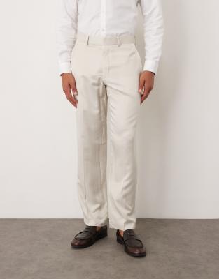 Asos Design Straight Leg Suit Pants In Neutral