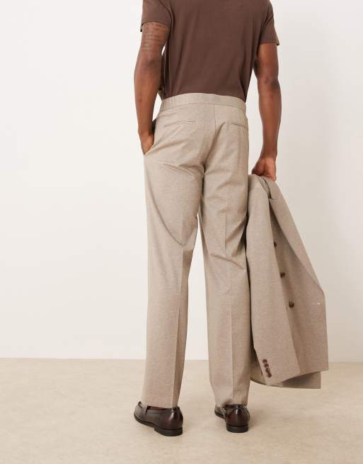 ASOS DESIGN straight leg suit pants in beige twill | ASOS