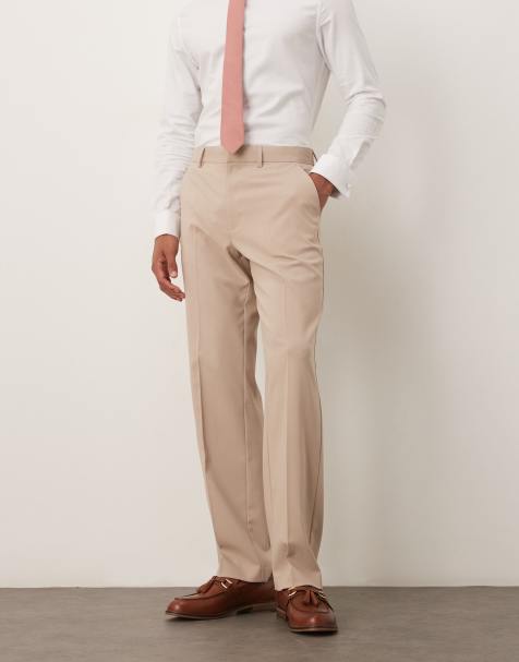 ASOS DESIGN straight leg suit trousers in beige