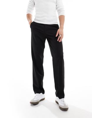 Vintage Black Draped Wrap Straight Leg Suit Pants main image 0