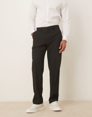 ASOS DESIGN straight leg suit pants in black