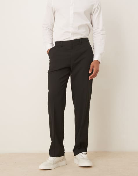 ASOS DESIGN straight leg suit trousers in black