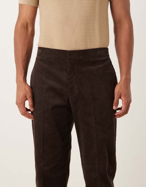 ASOS DESIGN straight leg suit pants in brown cotton corduroy, 4 of 5