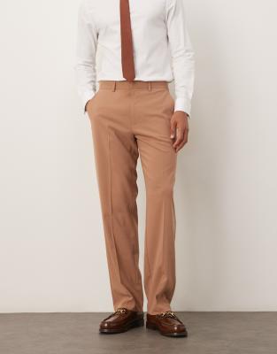 Asos Design Straight Leg Suit Pants In Brown