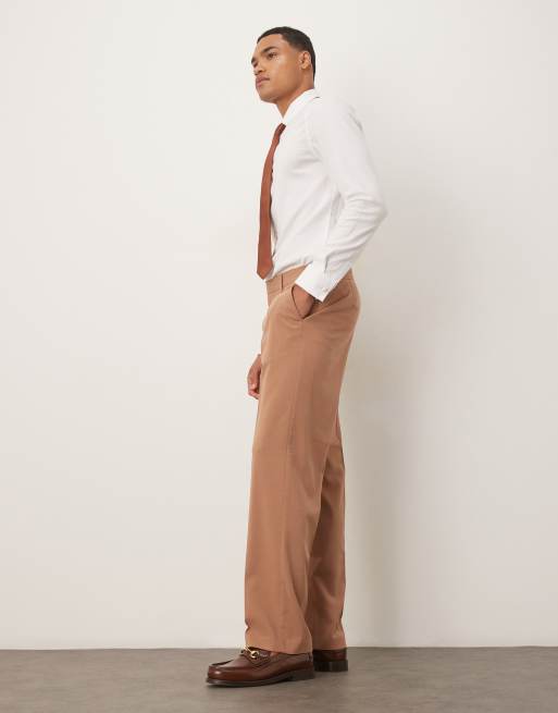 ASOS DESIGN straight leg suit pants in brown, 3 of 5
