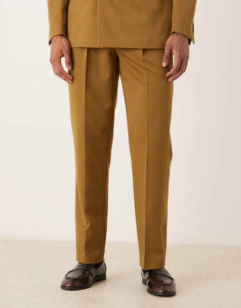 ASOS DESIGN straight leg suit pants in camel twill - view 1