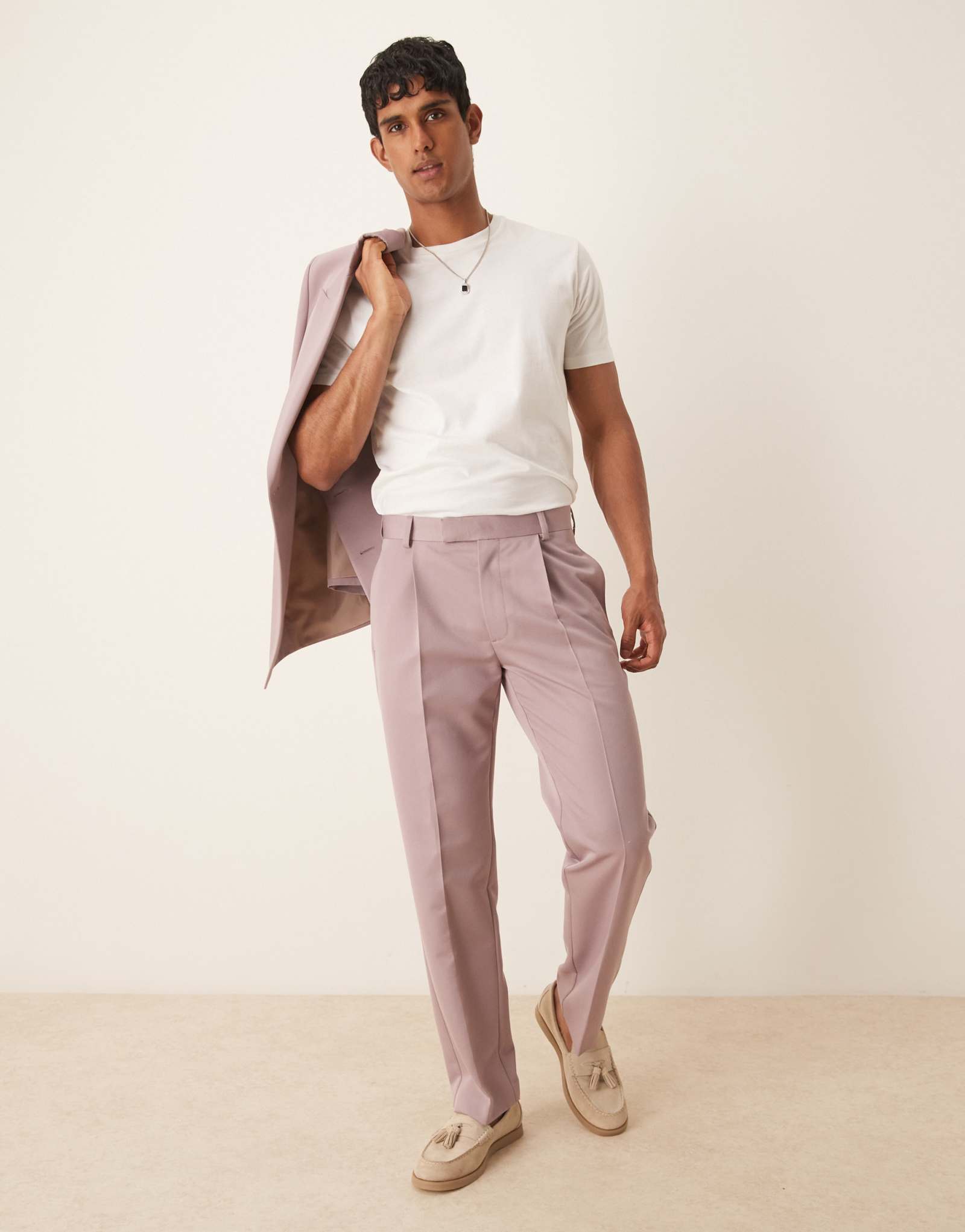 Прямые костюмные брюки ASOS DESIGN пыльно-розового цвета