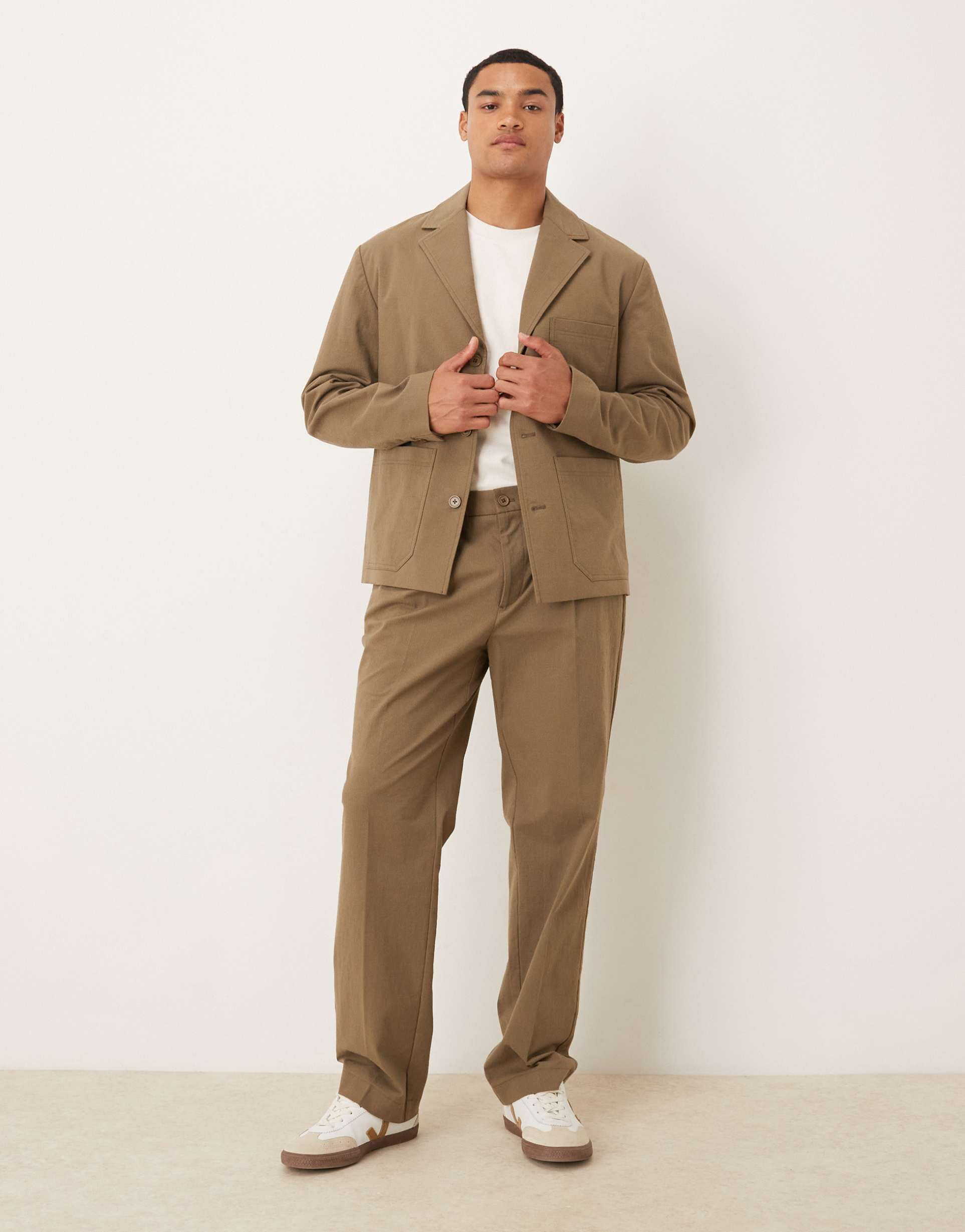 ASOS DESIGN straight leg suit pants in khaki