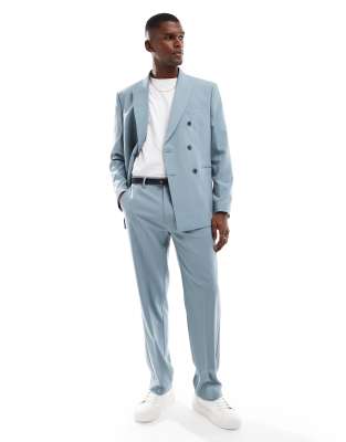 Asos Design Straight Leg Suit Pants In Blue